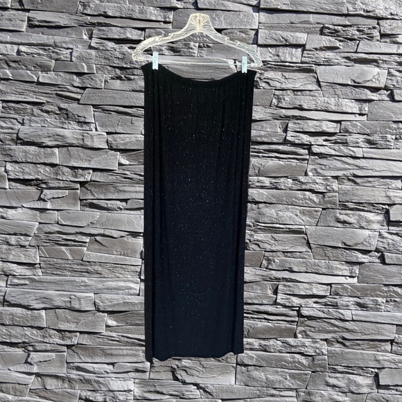 en Français By Huey Waltzer Black Shimmery Long Pull Up Evening Skirt Large - Picture 14 of 14